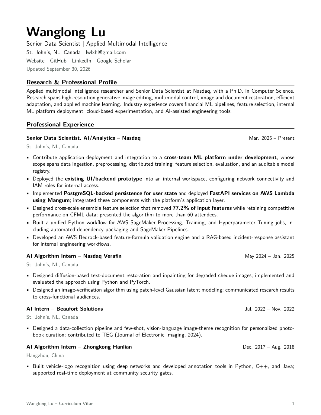Full CV, page 1 of 5