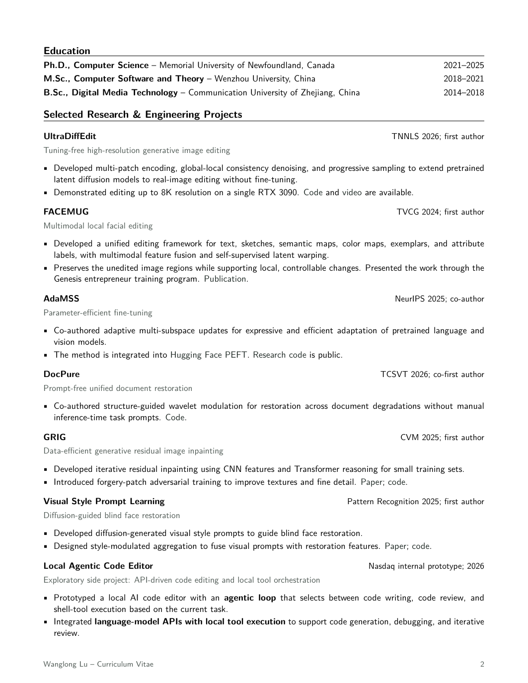 Full CV, page 2 of 5